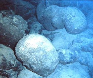 Pillow lava formed by submarine volcano